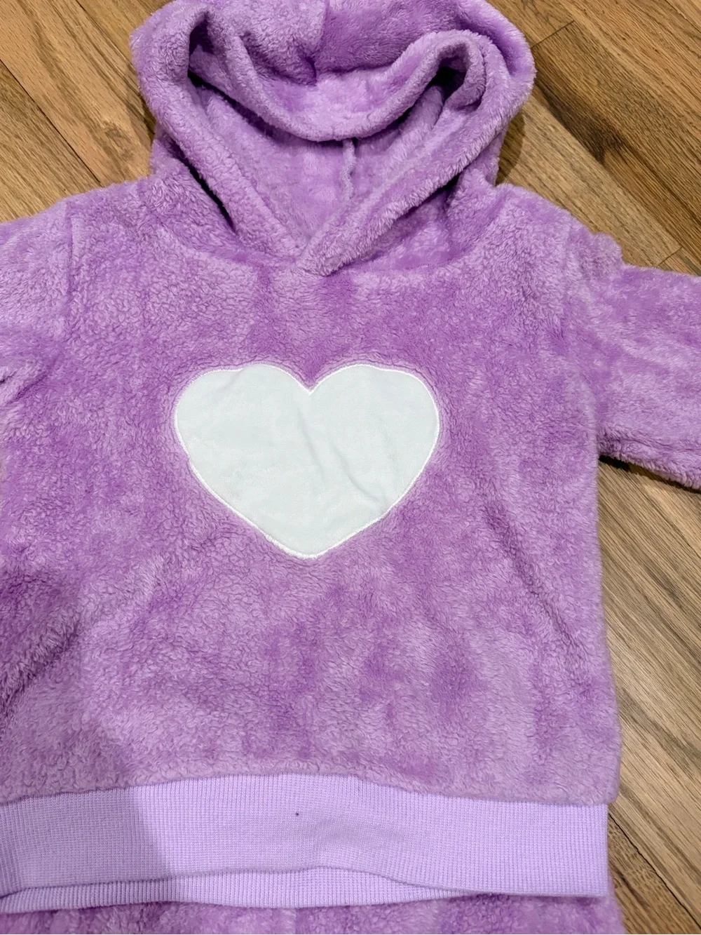 Toddler girl soft fuzzy sweat outfit with heart
